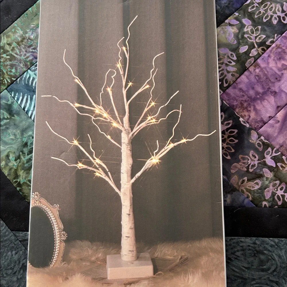 Illuminated Faux Birch Tree with or without Vibrant Red Hearts;Battery Operated